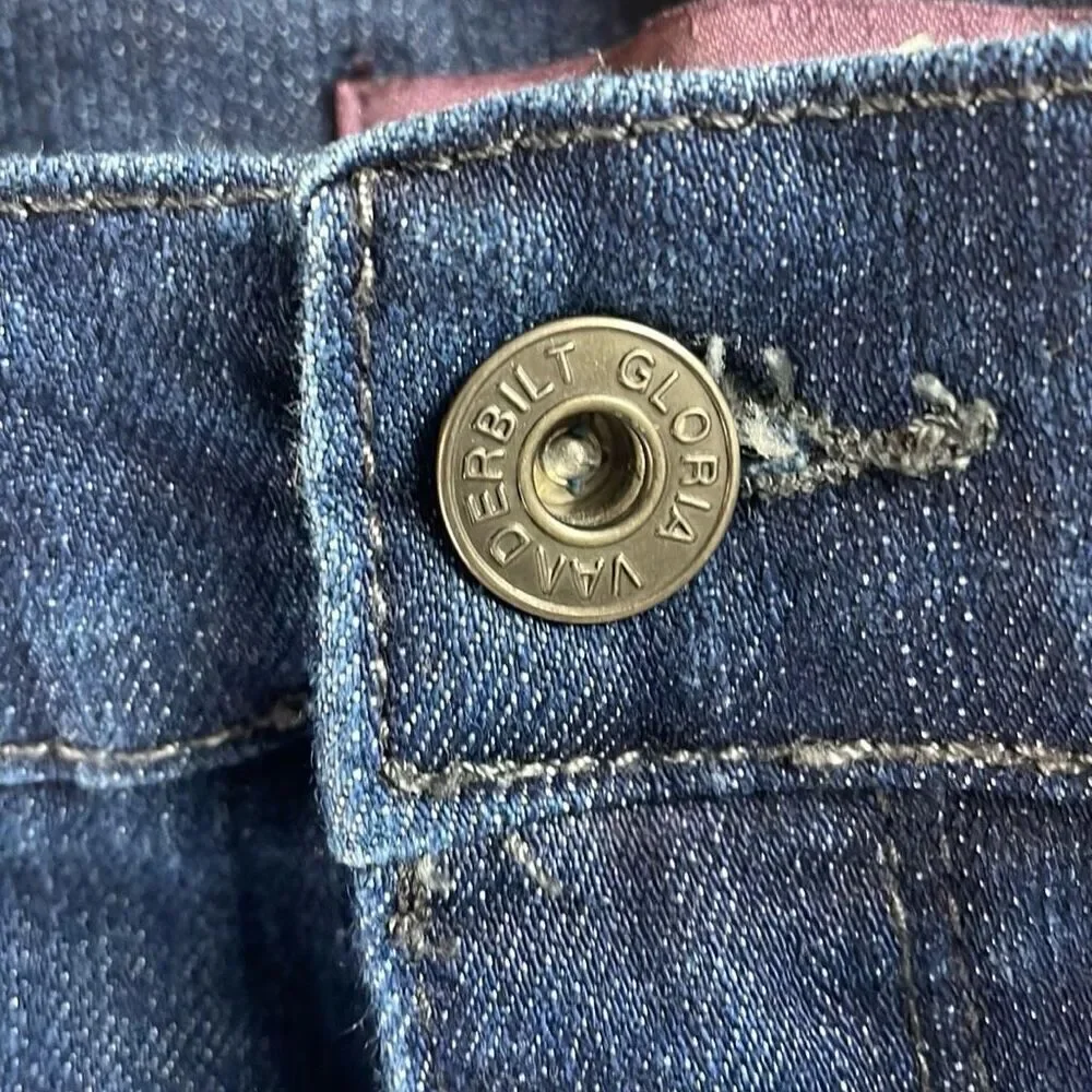 GLORIA VANDERBILT Ladies 5 Pocket Rhinestones Jeans Straight Leg Blue Size 10